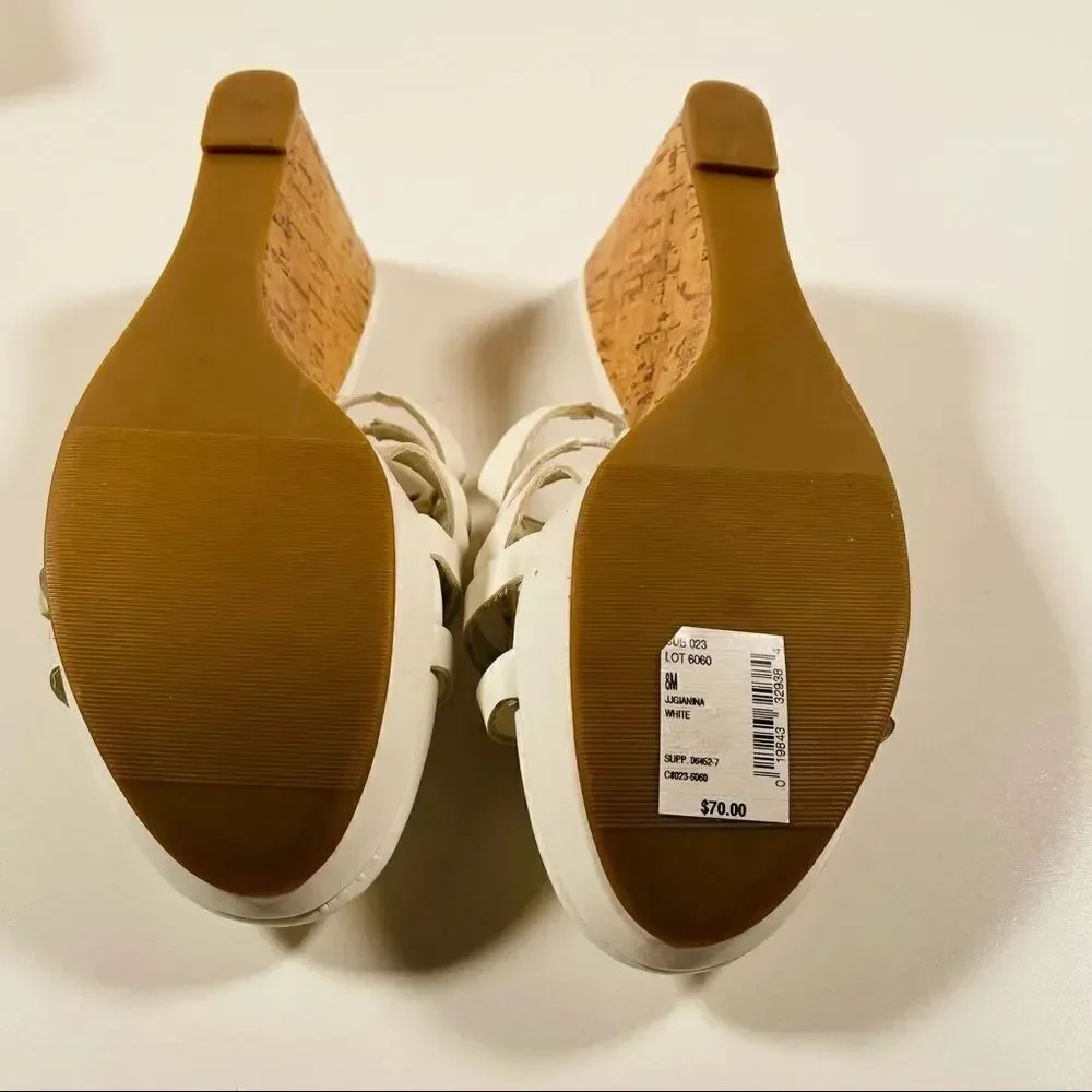 New Nine & co White / Silver Cork Wedge Sandals